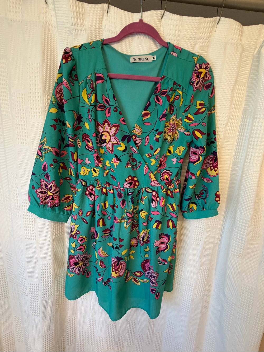 Teal Floral V-Neck Tunic Dress